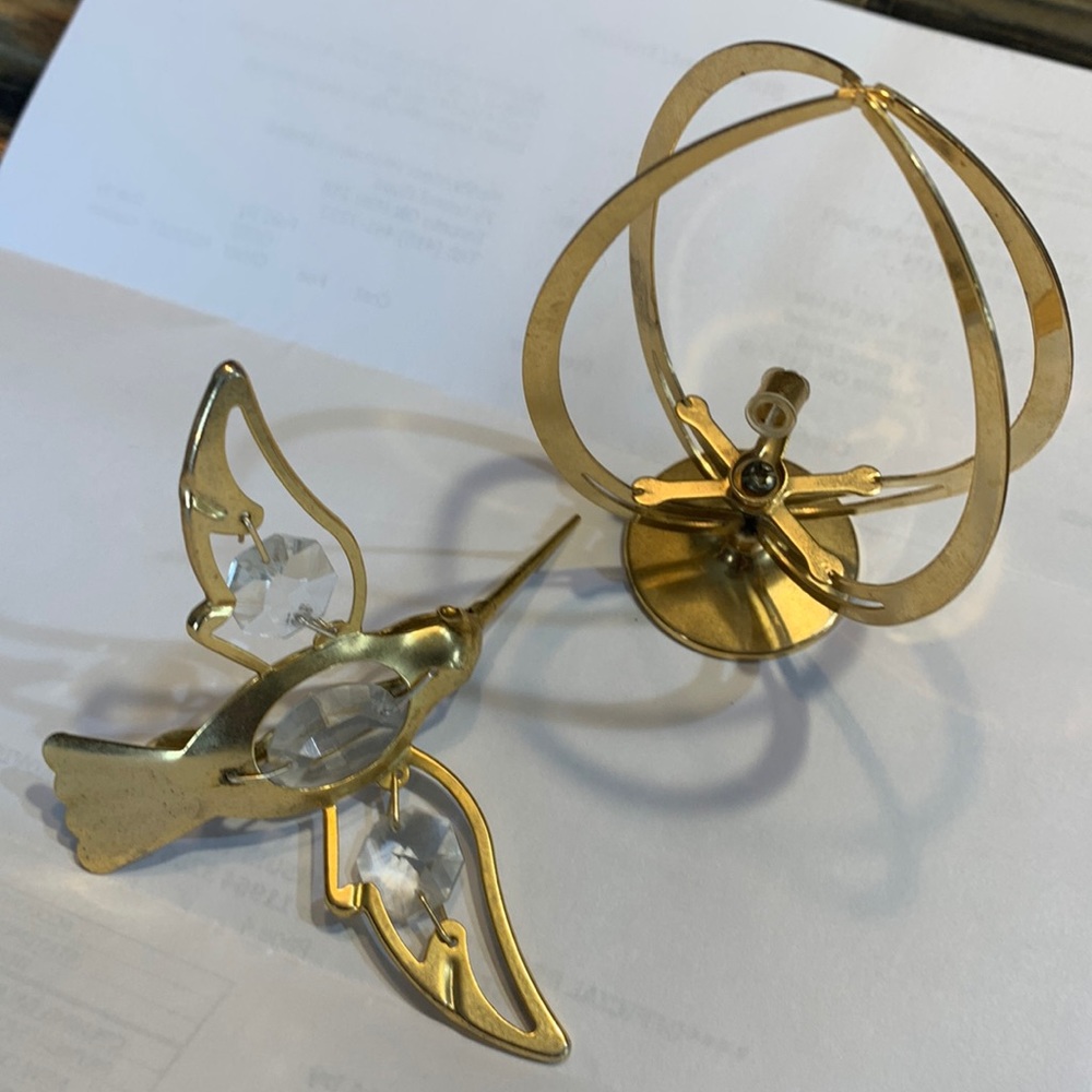 SALE!! Vintage Austrian crystal Hummingbird suncatcher gold plated.  2